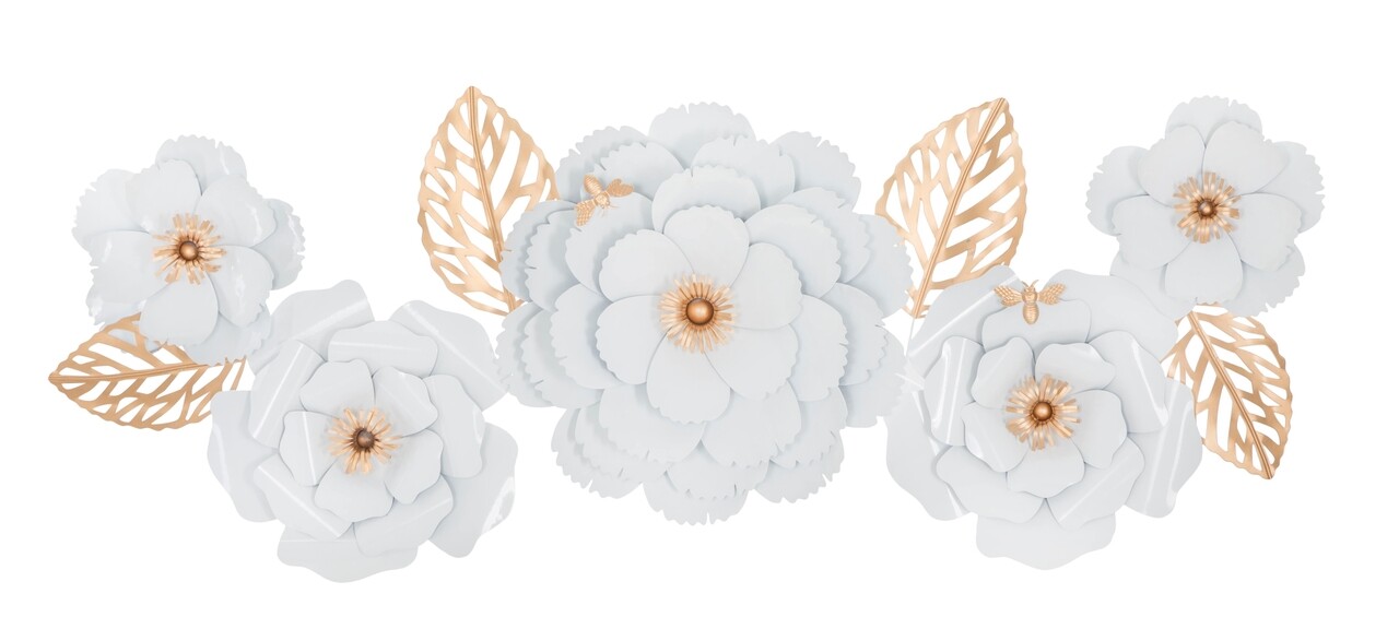 Decoratiune de perete White Décor, Mauro Ferretti, 158x60 cm, fier, alb/auriu - imagine 7